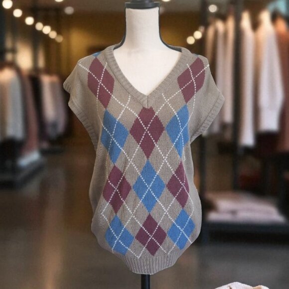 Vintage Banner Collections Argyle Sweater Vest – Size L - Picture 1 of 5